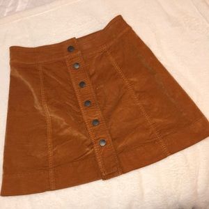 burnt orange Madewell velvet button up skirt